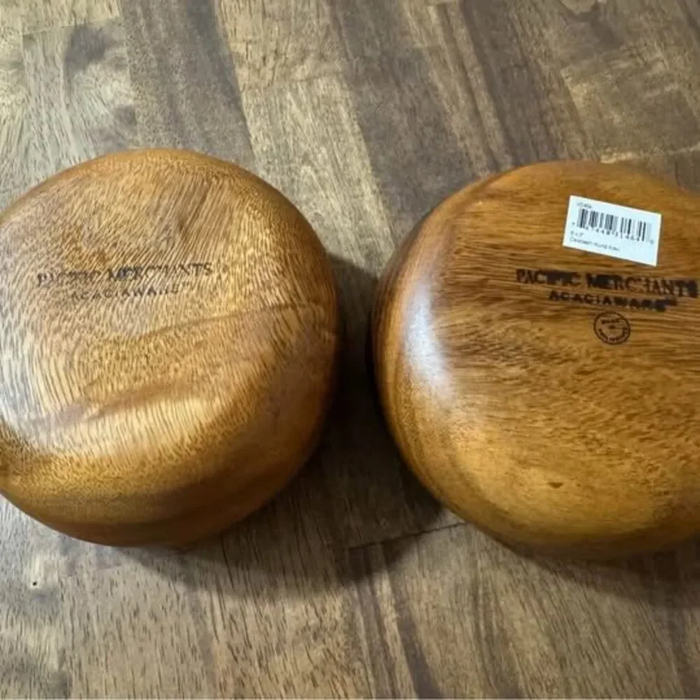 Pacific Merchants Acaciaware Solid Acacia Wood Calabash Bowls – Set of 2